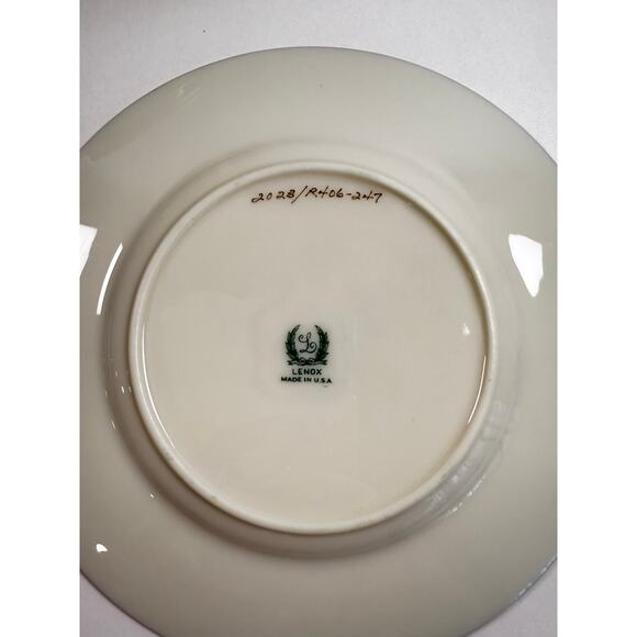 12 pc Vintage Lenox Bradford Tulip Collection Turquoise Gold Rim 6" Salad Plates - Picture 4 of 4